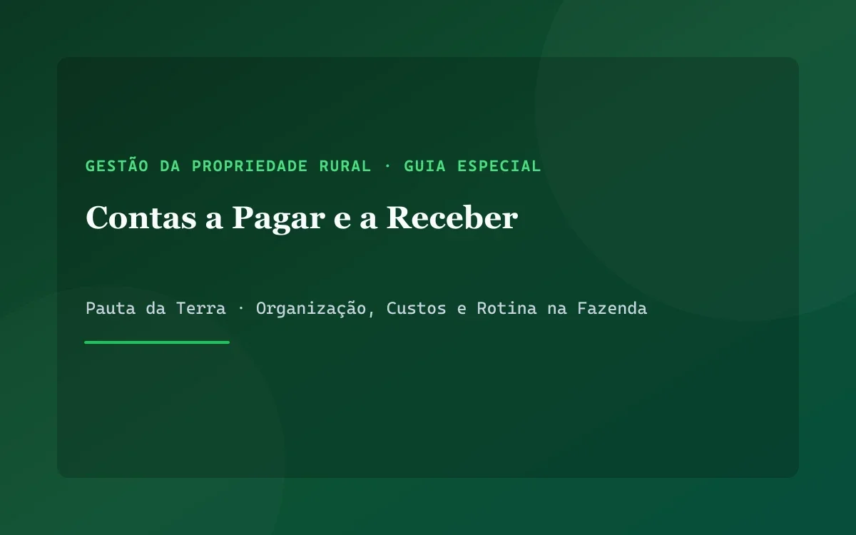Mesa de escritório com notas fiscais, boletos e computador de gestão financeira rural