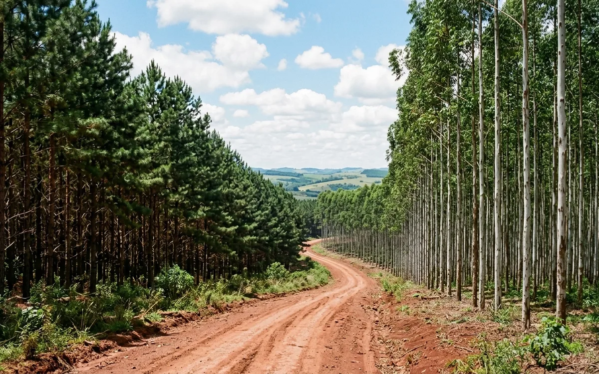 Contraste entre talhão de pinus e talhão de eucalipto em estação experimental de silvicultura