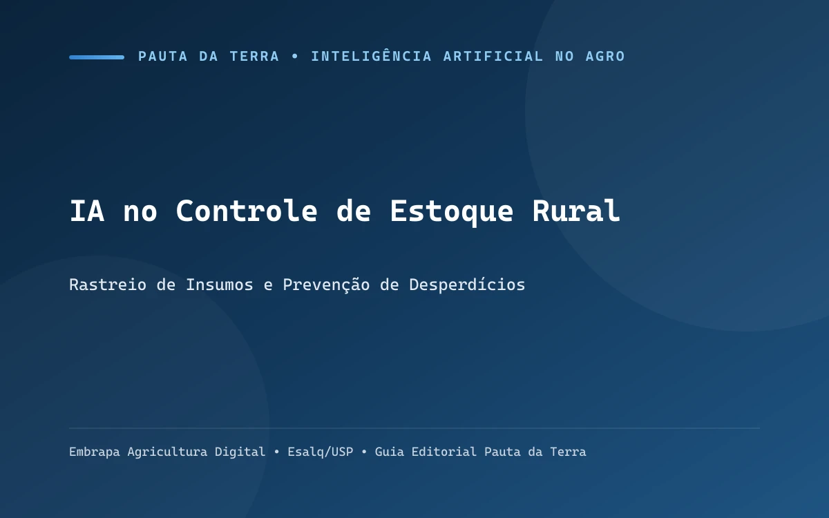 Almoxarife rural conferindo caixas de defensivos e insumos agrícolas com tablet em galpão organizado