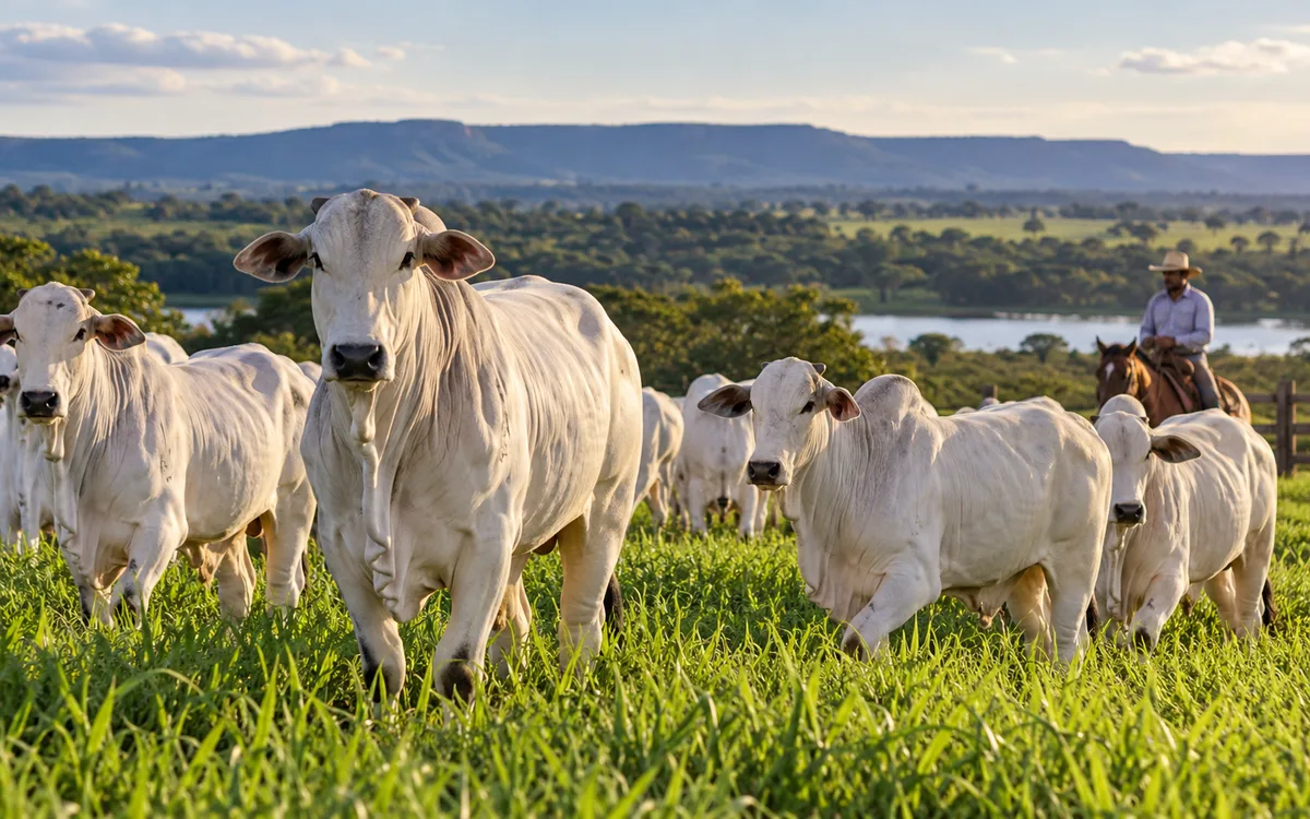Bovinos pastam em propriedade rural