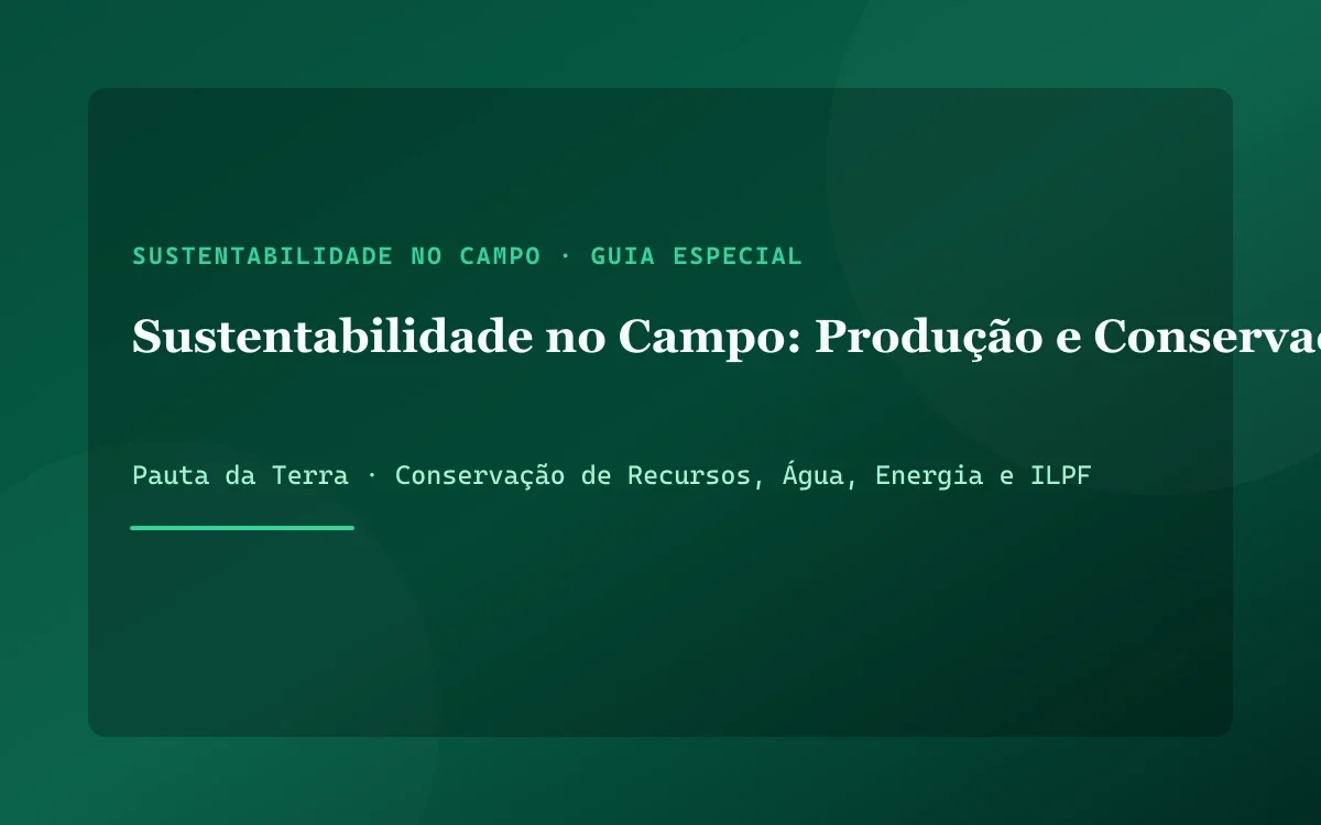 Propriedade rural sustentável integrando lavoura, gado pastando sob árvores de eucalipto e mata ciliar preservada