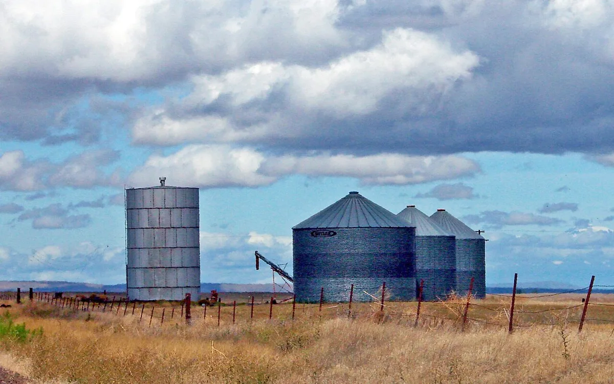 Complexo industrial e silos de processamento de milho para produção de etanol de cereais e rações